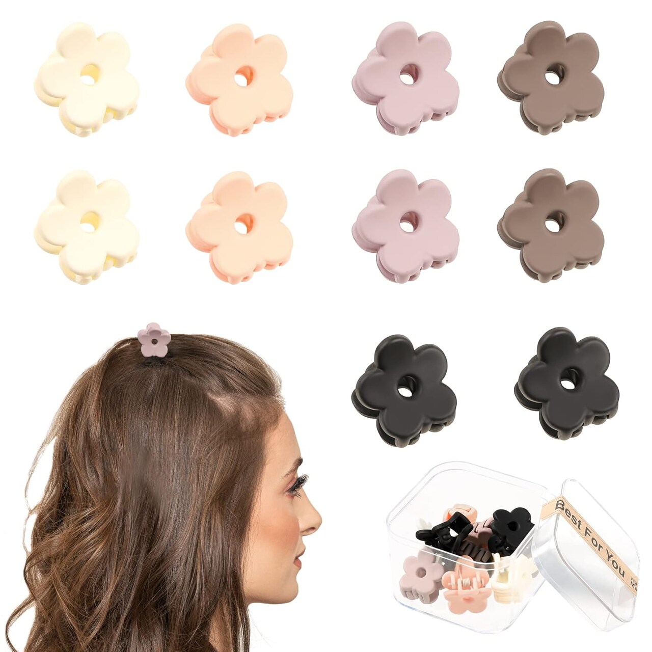 Small Claw Hair Clips for Women Girls - 10 Pcs Mini Flower Hair Clips Tiny Claw Clips